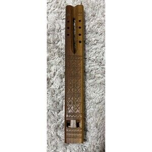 Vintage YUGOSLAVIA Double Flute Hand Carved Light Wood Wind Instruments 7 Hole